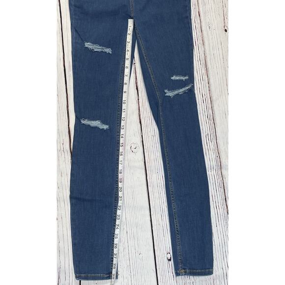 Free People Jeans Womens 25R Distressed Blue Skinny Stretch Mid Rise New W Tags! - Picture 5 of 10